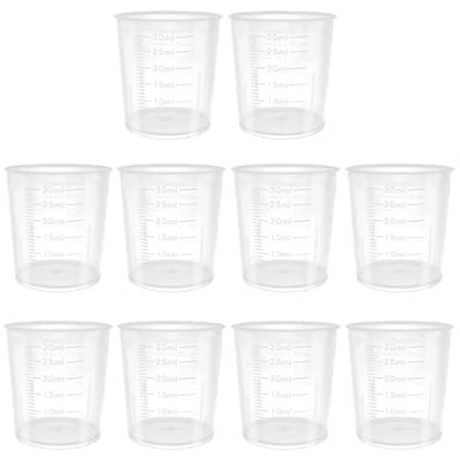 10 Pcs 1 oz (30 ml) PP Plastic Measuring Cups, Small Liquid Graduated Beakers for Kitchen Baking, Cooking, Epoxy Resin, Labs & Medicine