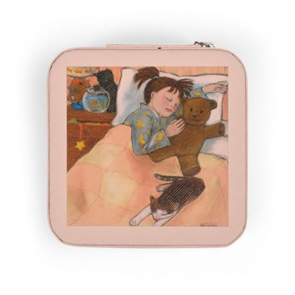 3dRose child sleeping child sleeping fish tank bed cat pastels soft bedroom girl cats soothing Jewelry Travel Case Pink