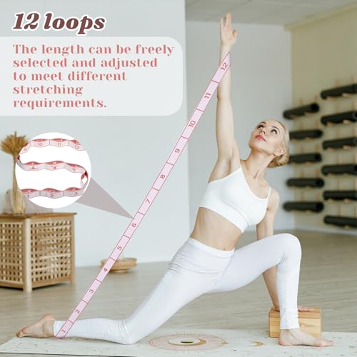 Yoga Strap with 12 Loops, Elastic Yoga Stretching Strap
