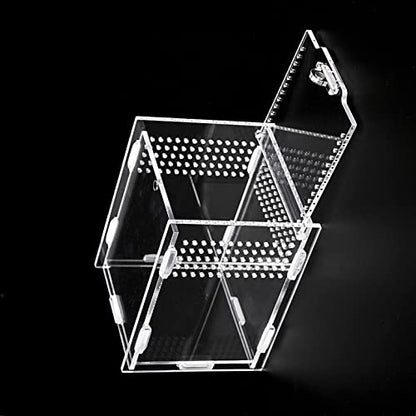Magnetic Acrylic Case, micro habitat small Tarantula Enclosure enclosure for arboreal Tarantula Scorpion Sling Lizards Mantis Snake Gecko jumping spider snail Insect Isopods (4.7*4.7*7.8 inch)