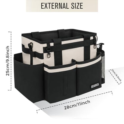 Compact Wearable Cleaning Caddy, Small Cleaning Supplies Organizer with Handle & Shoulder Straps for Housekeepers, under Sink & Car Cleaning Tool Organizers Bag, Cream White - color: CreamWhite