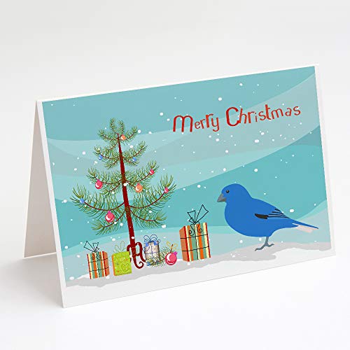 Caroline's Treasures CK4487GCA7P Bunting Merry Christmas Greeting Cards and Envelopes Pack of 8 Blank Cards with Envelopes Whimsical A7 Size 5x7 Blank Note Cards - style: Birds - Bunting