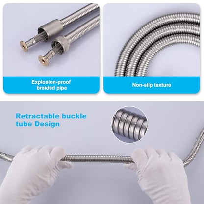 Brushed Nickel Finished Shower Hose, 63 Inch SUS 304 Stainless Steel Extra Long Shower Head Hose Replacement for Pet Bathroom Cleaning - color: Brushed Nickel, size: 63inch