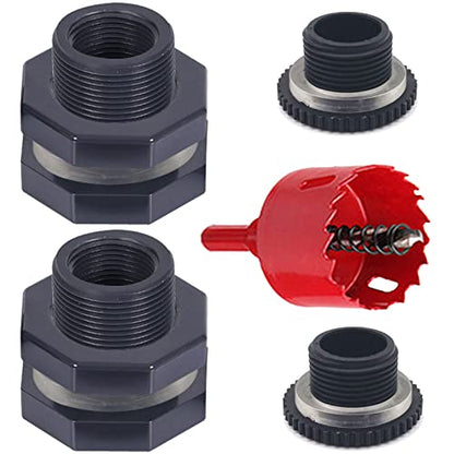 2 PCS Rain Barrel Bulkhead Fitting kit with Plugs and Hole Saw Tool, 1/2 Inch PVC Spigot Connector Kit for Rain Barrels Water Tanks Pools Aquariums Tubs (Bulkhead 1/2 Inch) - size: 1/2 Inch (Diameter 20mm)
