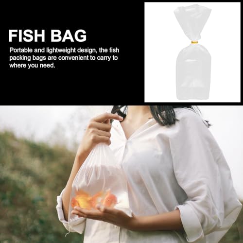 Artibetter 50pcs Live Fish Shipping Bags with Handle, 20x35x12cm Square Bottom Aquarium Transport Pouches, Plastic Seafood Packing Bags for Safe Fish and Shrimp Transport