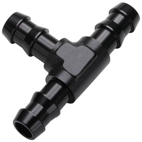 3/8" 10mm Hose Barb Tee T Fitting Adapter Aluminum Black - size: 10mm