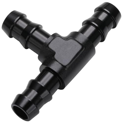 3/8" 10mm Hose Barb Tee T Fitting Adapter Aluminum Black - size: 10mm