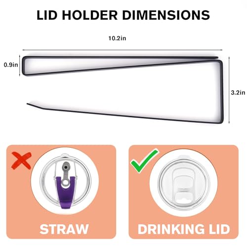 Tumbler Lid Organizer, Tumbler Lid Hook for 0.6-0.8 inch Cabinet Shelves, Space Saving Cup Lid Holder Under Cabinet Hook Up to 12-15 Lids, Storage Rack for Kitchen, Black