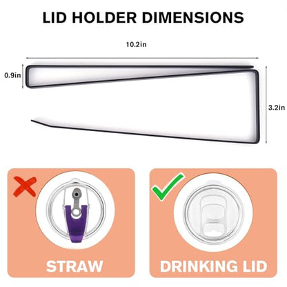 Tumbler Lid Organizer, Tumbler Lid Hook for 0.6-0.8 inch Cabinet Shelves, Space Saving Cup Lid Holder Under Cabinet Hook Up to 12-15 Lids, Storage Rack for Kitchen, Black