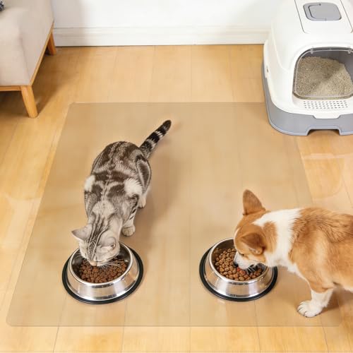 Clear PVC Floor Mat, 1.5mm Thick Waterproof Protective Mat for Hard Floors, Under Refrigerator, Pet Bowls, or Appliances – Cuttable, Easy to Clean (48"x 48") - size: 48"x 48"