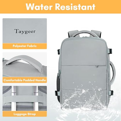 Taygeer Carry On Backpack, Womens Travel Backpack with Water Bottle Pocket | Laptop Mochila 15.6inch Flight Approved with Shoe Pouch, College Teacher Tote Bag for Business Travel Supplies, Grey - color: Elephantgray, size: Large