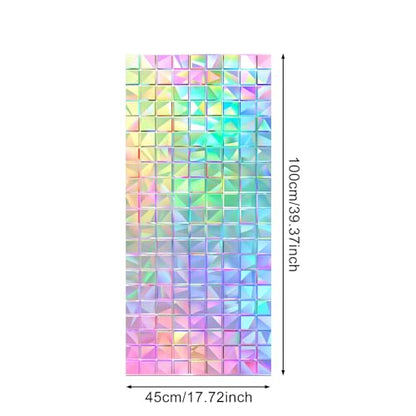 Window Privacy Film Iridescent Tint Stained Glass Window Film Decorative Static Cling Non Adhesive Removable Reusable Window Cling for Bathroom Shower Windows Anti Glare UV Blocking 17.7x39.4 Inch