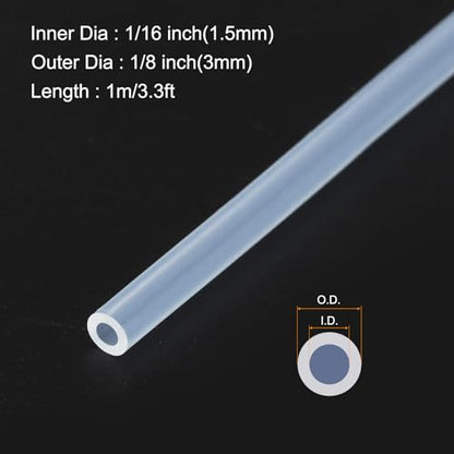 1m(3.3ft) 1.5mm(1/16") ID x 3mm(1/8") OD Silicone Tubing Clear Industrial Plastic Tubing Pure Silicone Hoses for Pump Siphoning Draining Irrigation Brewing - color: Clear, size: 1/16" x 1/8"