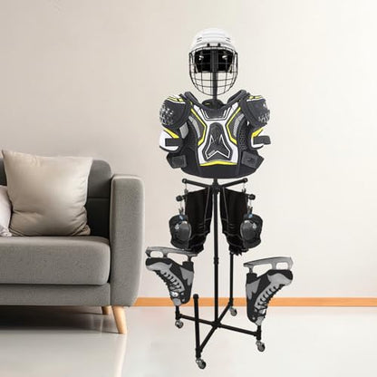 Hockey Gear Drying Rack Four Brake Pulleys Can Carry 80 Pounds | Equipped With 4 Equipment Suitable For Hockey, Ice Hockey, Rugby And Skiing Dry Quickly Black
