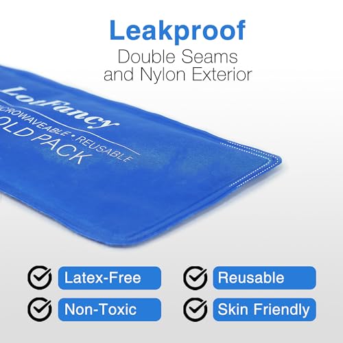 LotFancy Ice Pack for Injuries, Pack of 2, Reusable Hot Cold Pack for Therapy, Cooling or Heating Pad for First Aid, Back Shoulder Neck Head Feet Pain Relief, 11 x 5 Inches - style: 11x5in(Pack of 2)