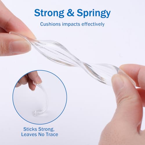 INCREWAY 12Pcs Clear Silicone Bumper Strips, Self-Adhesive Anti-Collision Pads for Cabinet, Chair, Table, Door, Drawer, Toilet Lid, Furniture Surface Protection Wall Guard Noise Reduction (14×60×5mm)
