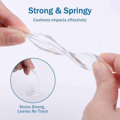 INCREWAY 12Pcs Clear Silicone Bumper Strips, Self-Adhesive Anti-Collision Pads for Cabinet, Chair, Table, Door, Drawer, Toilet Lid, Furniture Surface Protection Wall Guard Noise Reduction (14×60×5mm)