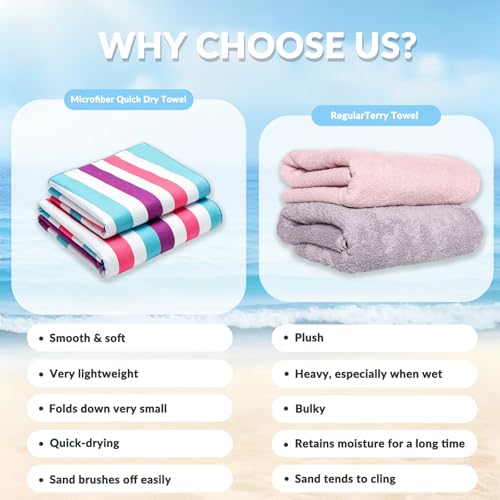 Exclusivo Mezcla 2 Pack Microfiber Quick Dry Oversized Beach Pool Towels - color: Mixed Color-purple/Green, size: 35" x 70"
