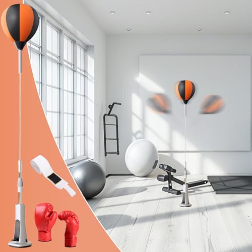 Boxing Reflex Bag Boxing Speed Trainer | with Spring Base Height Adjustable Stable Reaction Trainer for Kicking Practice Physical Health Fitness Workouts Home - size: 130-150cm
