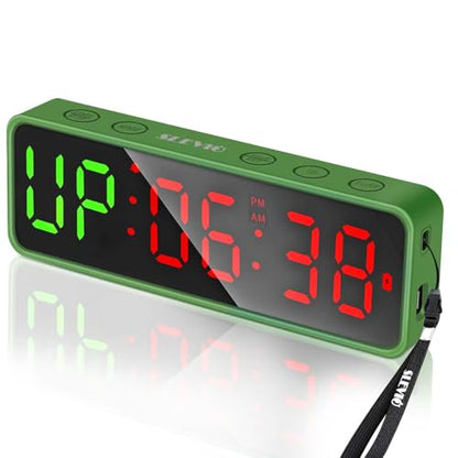 Small Gym Timer Clock Stopwatch Magnetic Workout Interval Timer, Large LED Digital Display, Home Accessories Countdown Clock for Home Gym Garage Schools (Matte Green) - color: Matte Green
