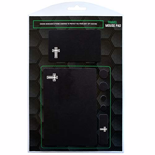 Mouse Pad Adhesive Bottom - Sticks to Any Surface - Portable - Webcam Covers and Screen Cleaner Included (Cross-Black) - color: CROSS - BLACK