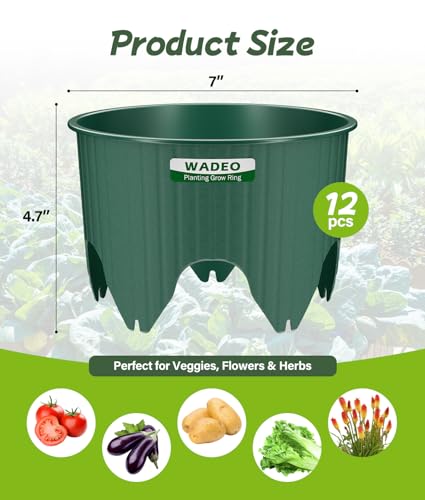 7 inch Planting Grow Rings, 12 PCS Plant Rings for Outdoor Plants, Perfect for Deep Root Watering Veggies Herbs and Flowers - size: 12PCS