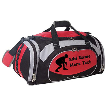 Personalized SportS Duffel Bag With Custom Name & Text - Wrestling - color: Red, style: Wrestling