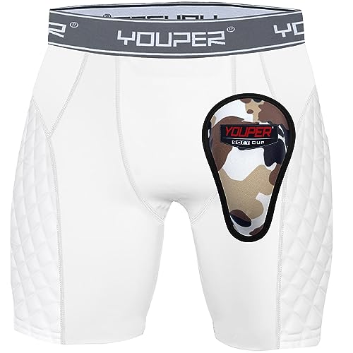 Youper Youth Elite Padded Baseball Sliding Shorts w/Soft Athletic Cup - color: White/Grey, size: X-Small