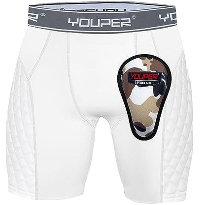 Youper Youth Elite Padded Baseball Sliding Shorts w/Soft Athletic Cup - color: White/Grey, size: X-Small