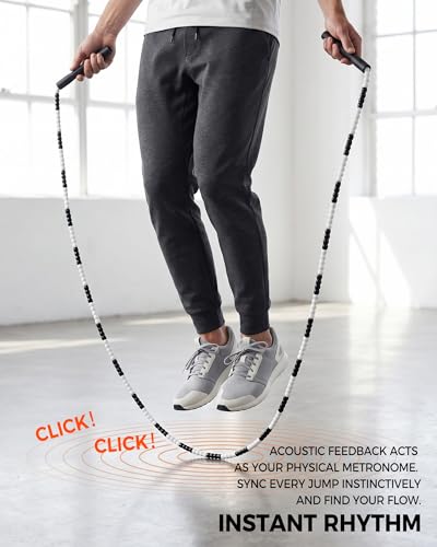 YUEDONG Beaded Jump Rope, 20cm Handles, Soft TPU Beads, Rhythmic Click - color: BLACK