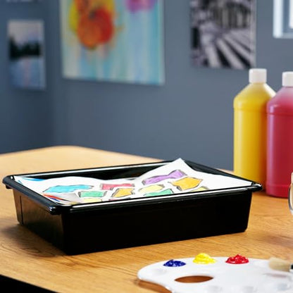 Storex Storage Tray, Letter Size, 10 x 13 x 3 Inches, Black (1 Tray only) (Pack of 4) - size: 13" x 10" x 3" (Pack of 4)