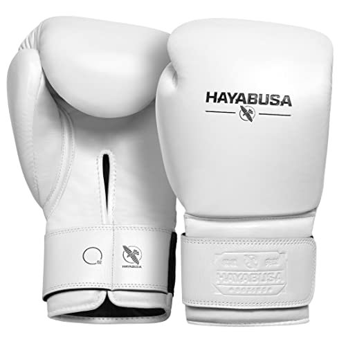 Hayabusa Pro Leather Hook and Loop Boxing Gloves for Men and Women - color: White, size: 16oz