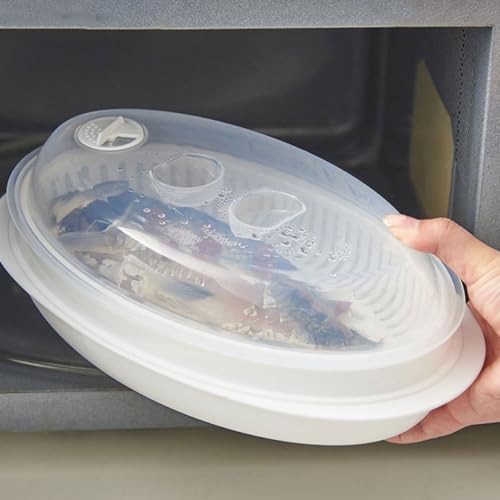 Microwave Fish Steamer with Lid, White Food-grade Steamed Fish Plate, Fast Heat Transfer and Moisture Locking, Professional Kitchen Gadget for Healthy Cooking