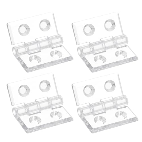 uxcell 4Pcs Acrylic Hinges, 1.2 x 1.38 Inch Hardware Folding Hinges with Mounting Hole Piano Hinges for Case Box Handicrafts, Clear
