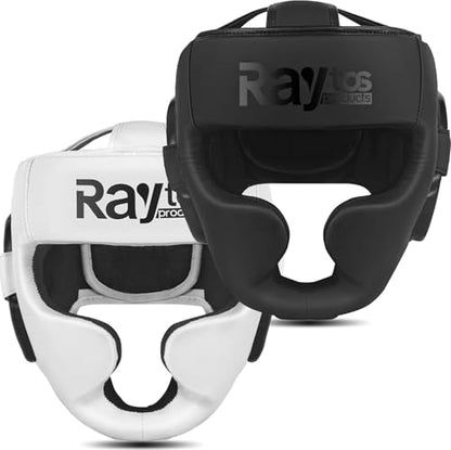 Boxing Headgear for MMA,Sparring,Muay Thai|Head Guards for Men Women | Adjustable,Lightweight,Breathable Protection,Open Face Head Gear,Fits 21-25 in,Kickboxing,Taekwondo,Karate Training Helmet - color: Black+White