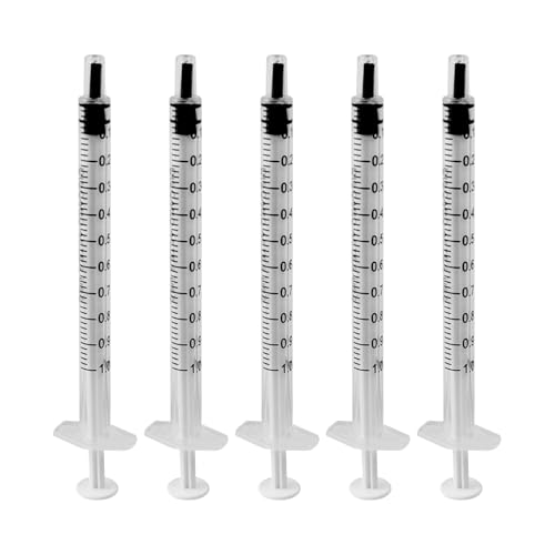 5 Pcs Syringes Without Needle, 1ml Plastic Syringe Syringe for Liquid, for Science Lab, Feed Pets, No Needle, Individually Packaged - size: 1ML-5Pcs