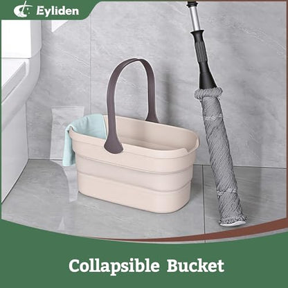 Eyliden Collapsible Bucket, 10L Foldable Mop Bucket with Handle, Portable Cleaning Pail for Camping, Car Wash, Fishing & Beach