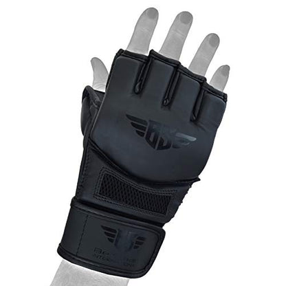BeSmart UFC Kickboxing Gloves - MMA Sparring & Training Gloves for Mixed Martial-Arts, Adults Men & Women - color: Matte Black Mesh, size: X-Large