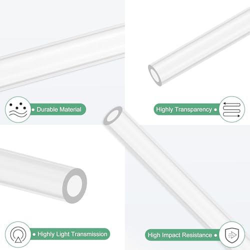 M METERXITY 2-Pack Clear Rigid Acrylic Pipe, 3mm[0.12"] ID x 5mm[0.2"] OD Plastic Round Tube for Water Cooling System/Lamps/Fountains/Aquariums/Display Stand, Acrylic Tubing [305mm/12IN] - size: 3mm ID x 5mm OD