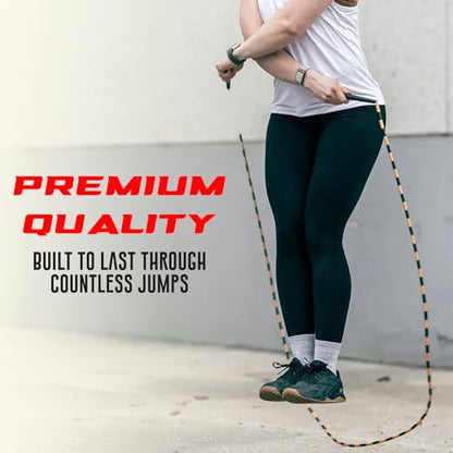 Elite Jumps Edge Beaded Adjustable Jump Rope, Do Hard Things - color: White/White-Blue-Black