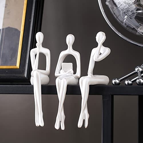 XINXUAN White Statue Home Decor - Modern Bookshelf & Desk Decor - 3 Piece Set