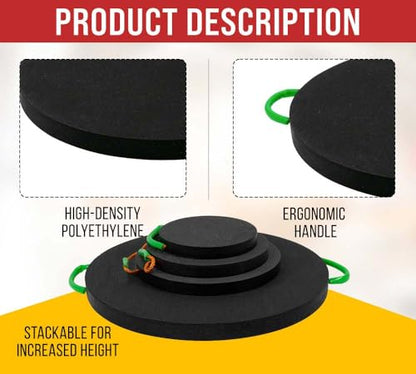 Mytee Products Round Outrigger Pad 15" Diameter, 1.5" Thick, 50,000 lbs WLL, RV Jack Pads | Crane Trailer Stabilizer Pads Lightweight, Stackable, Waterproof, Unbreakable, Ergonomic Handle (2 Pack) - size: 2 - Pack