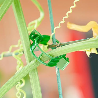 100Pcs Garden Vine Plant Support Clips,Plastic Fixing Clips for Securing and Training Climbing Plants,Tomatoes,Grapes,Vine Vegetables and Potted Plant (100, Green)