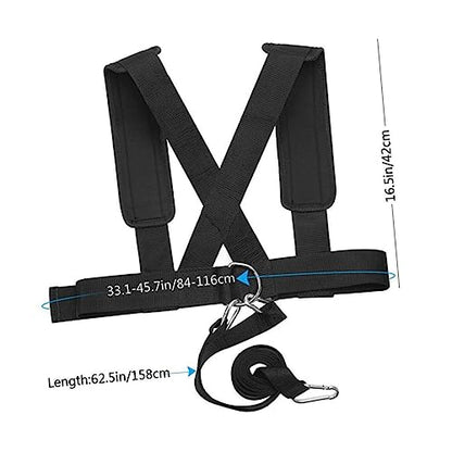 2Pcs Running Resistance Training Belt Polyester Sled Harness Black