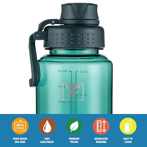 Fanhaw 32 oz Clear BPA-Free Tritan Water Bottle with Fast-Flow Spout Lid, BPA-Free & Leak-Proof Wide-Mouth Reusable Bottle for Gym, School & Office, Back to School Essentials (Dark Green) - color: Dark Green, style: 1 Pack