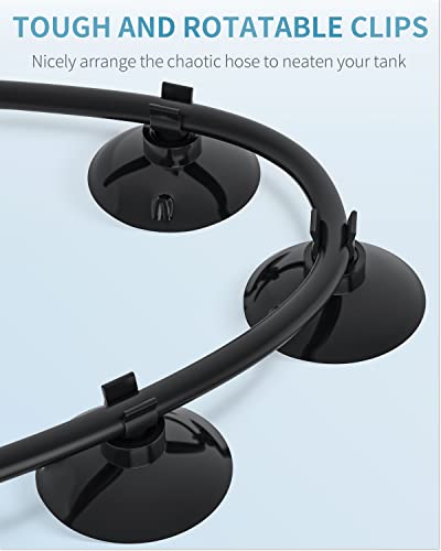 Pawfly Aquarium Suction Cup Clips for Standard 3/16" ID Airline Tubing Black Air Hose Holder Clamp Accessories for Fish Tank Aeration Setup, 30 Pack