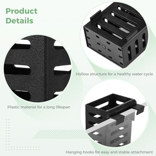 8 Pack Aquarium Plant Holder with Hooks and Suction Cups, Hanging Rimmed Tank Plant Pot Aquarium Planter Cups, Aquatic Planter Cups for Fish Tank Aquaponic Aquascape Decoration