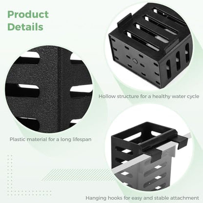 8 Pack Aquarium Plant Holder with Hooks and Suction Cups, Hanging Rimmed Tank Plant Pot Aquarium Planter Cups, Aquatic Planter Cups for Fish Tank Aquaponic Aquascape Decoration