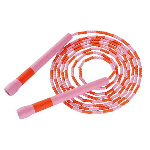 YUEDONG Beaded Jump Rope with Extra-Long Handles for Adult Fitness - color: Pink