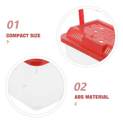 Portable Fish Transport Container and Plastic Turtle Box, Plastic Terrarium with Handle, Medium Size Red Aquarium for Reptiles and Small Pets